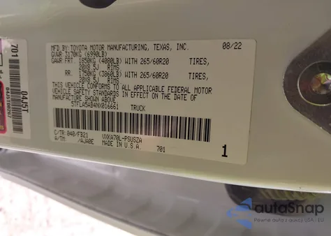 2022 Toyota Tundra Sr5 from USA, damaged, VIN 5TFLA5AB4NX016661